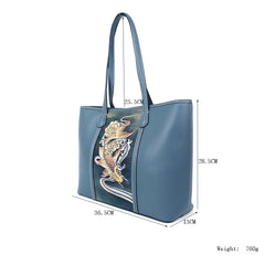 Carp Leather Carving Pattern Handmade Tote Bag