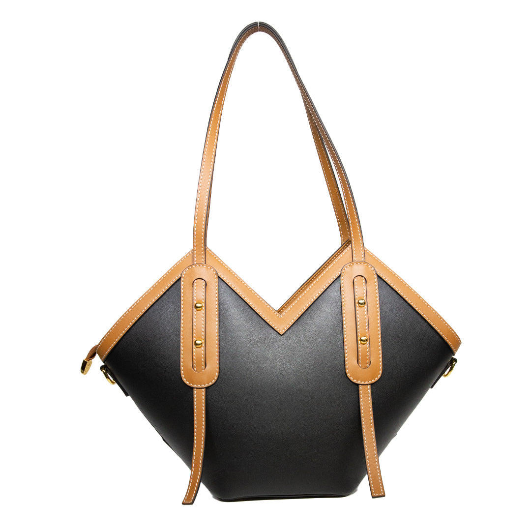 Cordate Handmade Leather Carving Bag Black Women Fashion Bag