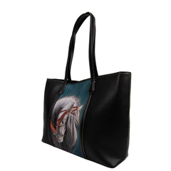 Horse Pattern Leather Carving Handmade Spacious Tote Bag